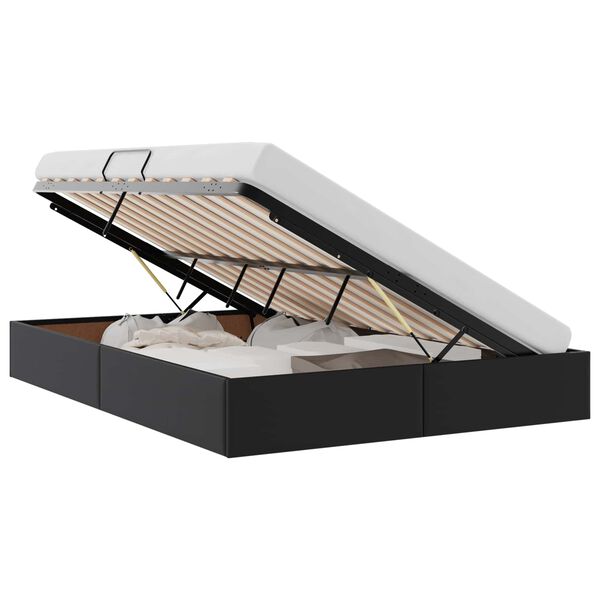 vidaXL S&auml;ilytyss&auml;nky patjan kanssa Musta 140 x 190 cm Keinonahka