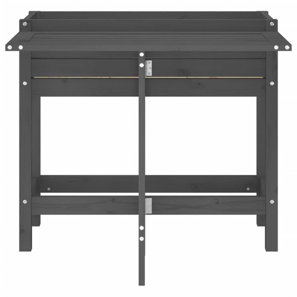 vidaXL Ulkokukkalaatikko avattavalla yläosalla harmaa täysi mänty