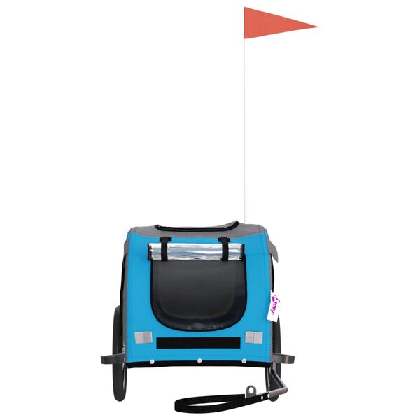 vidaXL Lemmikinkuljetusk&auml;rry py&ouml;r&auml;&auml;n sininen/harmaa kangas ja rauta