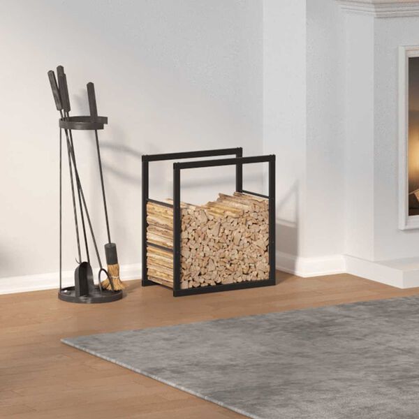 vidaXL Polttopuuteline musta 55x30x61 cm teräs