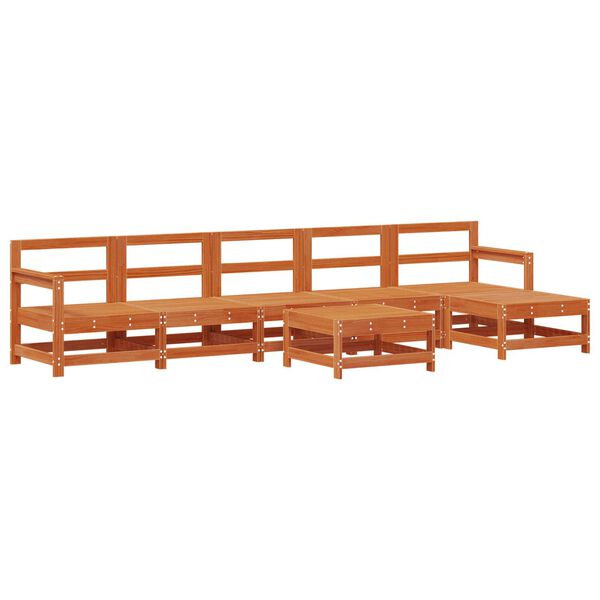 vidaXL Pihan oleskeluryhm&auml; 6 pcs Vahans&auml;vyinen Ruskea Massiivim&auml;nty