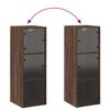 vidaXL Sein&auml;kaappi lasiovilla ruskea tammi 35x37x100 cm