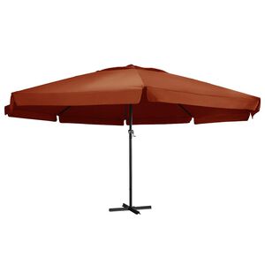 vidaXL Aurinkovarjo alumiinitolpalla 600 cm terrakotta