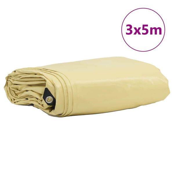 vidaXL Pressu 650g / m² Beige 3 x 5 m Kangas PVC-pinnoitteella