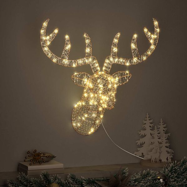 vidaXL Poron vet&auml;m&auml; joulusleigh 140 LED-valoilla L&auml;mmin valkoinen PET