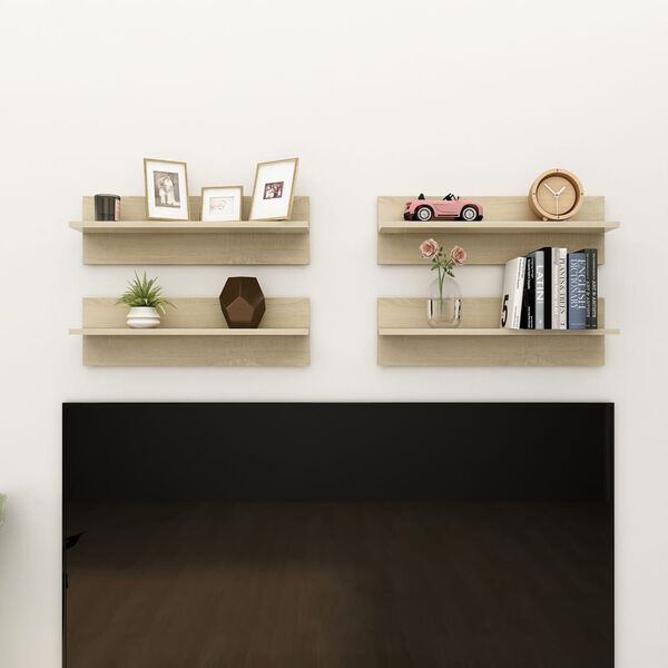 vidaXL Sein&auml;hyllyt 4 kpl Sonoma-tammi 60x11,5x18 cm lastulevy