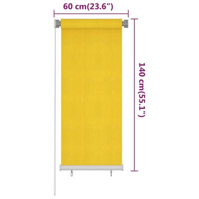 vidaXL Rullaverho ulkotiloihin 60x140 cm keltainen HDPE
