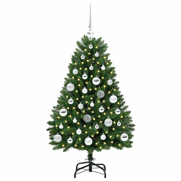 vidaXL Tekojoulukuusi 150 LED-valoilla Vihreä 120 cm PVC ja metalli