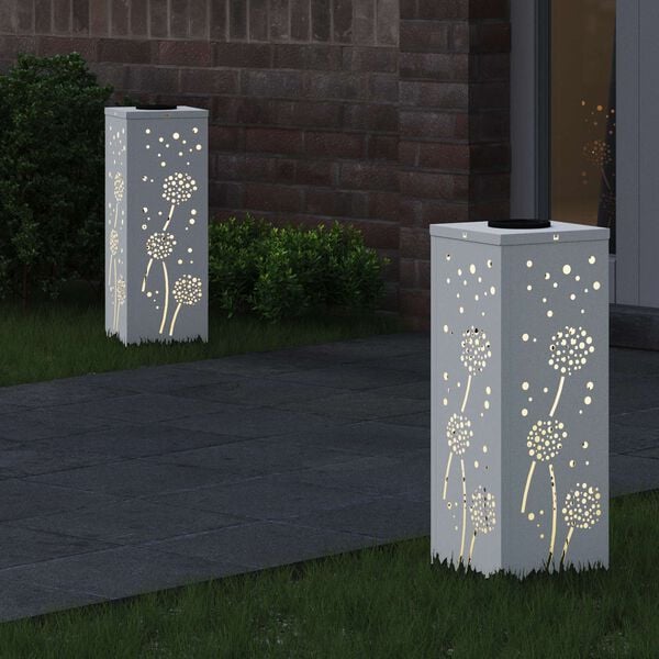 vidaXL Aurinko LED-polkuvalo 2 pcs Valkoinen Kylm&auml;valssattu ter&auml;s