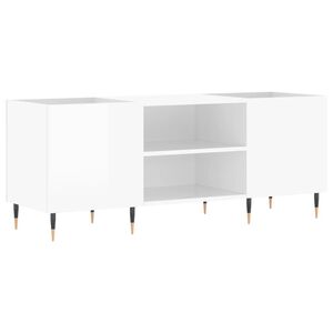 vidaXL LP-levyjen s&auml;ilytyskaappi korkeakiilto valk. 121x38x48 cm puu