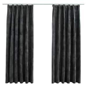 vidaXL Pimennysverhot koukuilla 2 kpl sametti antrasiitti 140x175 cm