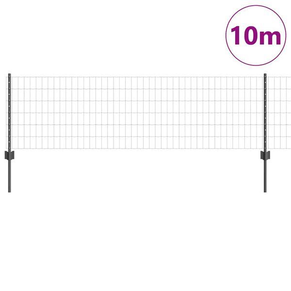 vidaXL Aita ja Tuki Harmaa 0,6 x 10 m Ter&auml;st&auml; ja PVC:t&auml;