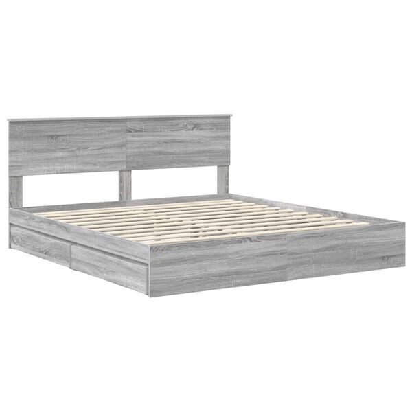 vidaXL S&auml;ilytyss&auml;nky Harmaa Sonoma 6FT Super King Size Tekninen puu