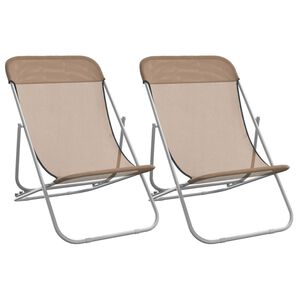 vidaXL Taitettavat rantatuolit 2 kpl taupe Textilene / ter&auml;s