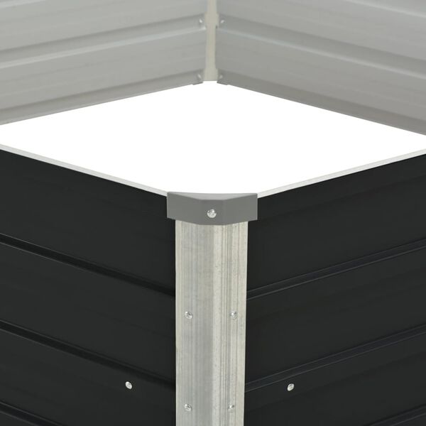vidaXL Puutarhalaatikko 129x129x45 cm galvanoitu ter&auml;s antrasiitti
