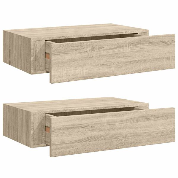 vidaXL Seinälaatikkohyllyt 2 kpl tammi 40x23,5x10 cm MDF