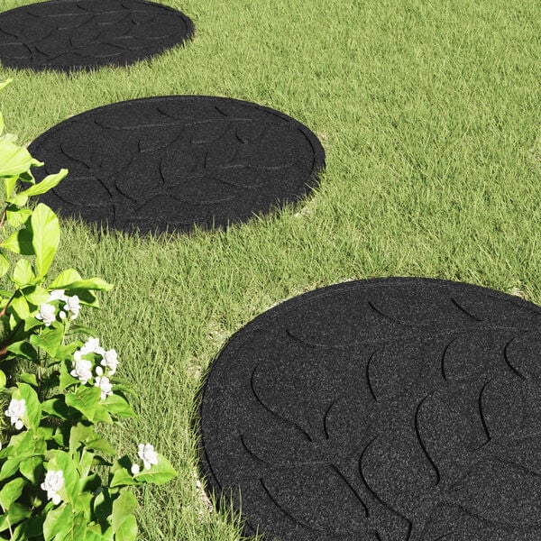 vidaXL Askelkivi 6 pcs Musta &Oslash; 44 x 2 cm Kumi