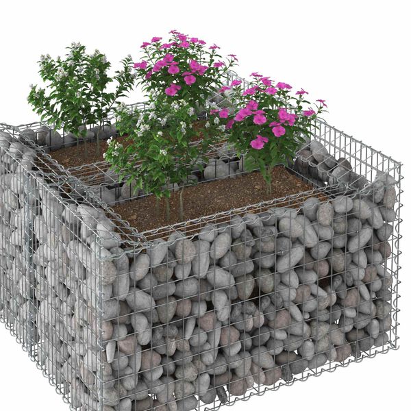 vidaXL Gabion Kohotettu Peti Hopea 100 x 100 x 60 cm Galvanoitu ter&auml;s
