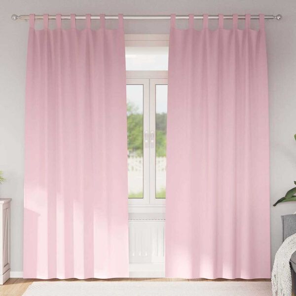 vidaXL Piment&auml;v&auml; verho renkailla 2 pcs Vaaleanpunainen 245 x 140 cm