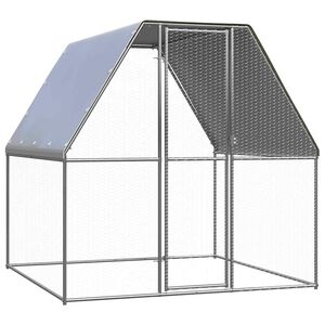 vidaXL Kanah&auml;kki hopea ja harmaa 2x2x2 m galvanoitu ter&auml;s