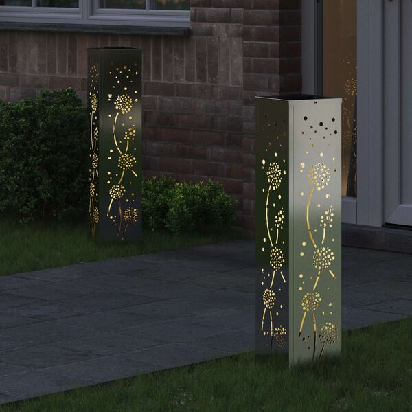 vidaXL Aurinko LED-polkuvalo 2 pcs Ruosteinen Galvanoitu