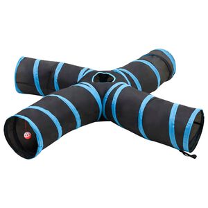 vidaXL Kissatunneli 4-osainen musta ja sininen 25 cm polyesteri
