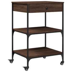 vidaXL Keitti&ouml;vaunu ruskea tammi 60x48x89,5 cm tekninen puu
