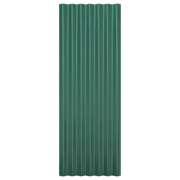 vidaXL Kattopaneeli 12 kpl galvanoitu teräs vihreä 100x36 cm