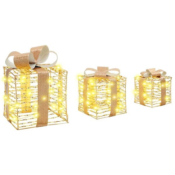 vidaXL Lahjakotelo 3 pcs L&auml;mmin valkoinen 20 x 20 x 20 cm PET