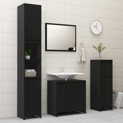 vidaXL 4-osainen kylpyhuoneen kalustesarja musta lastulevy