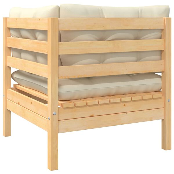 vidaXL Puutarhasohva kulmaosa tyynyillä kerma täysi mänty