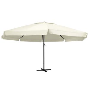 vidaXL Aurinkovarjo alumiinitolpalla 600 cm hiekanvalkoinen