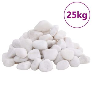 vidaXL Kiillotetut kivet 25 kg valkoinen 2-5 cm