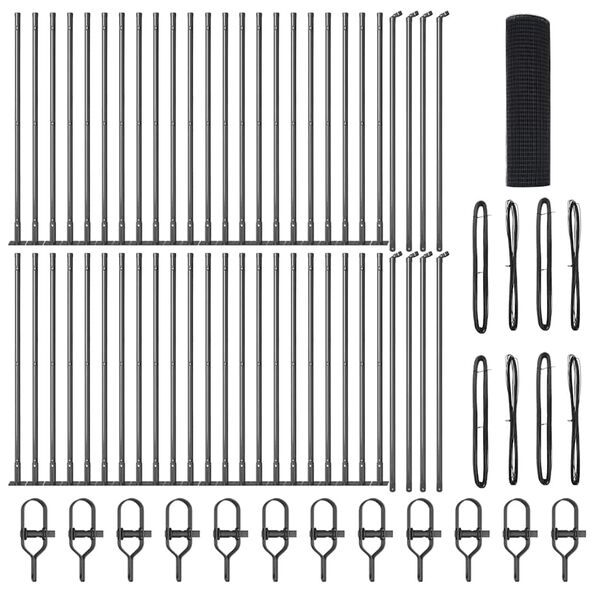 vidaXL Aitalatu Harmaa 100 x 0,5 m (16 x 16 mm verkko) Teräs ja PVC