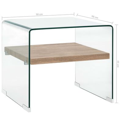 vidaXL Sohvapöytä kirkas 50x50x45 cm karkaistu lasi
