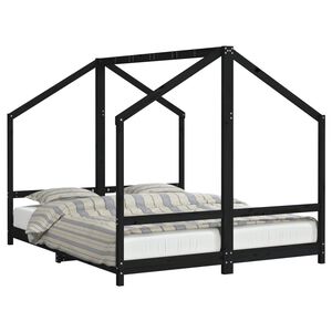 vidaXL Lasten s&auml;ngynrunko musta 2x(80x200) cm t&auml;ysi m&auml;nty