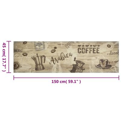 vidaXL Keittiön pestävä matto Coffee ruskea 45x150 cm sametti
