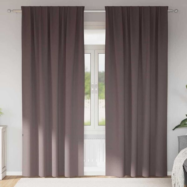 vidaXL Pimentävä verho renkailla 2 pcs Tumma ruskea 225 x 140 cm