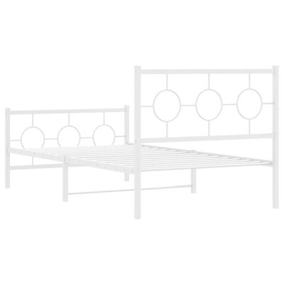 vidaXL Metallinen sängynrunko päädyillä valkoinen 100x200 cm