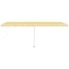 vidaXL Käsin sisäänkelattava markiisi LEDillä 600x300cm keltavalkoinen