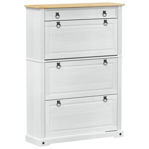vidaXL Kenk&auml;kaappi Corona Valkoinen 99 x 32 x 138 cm Massiivinen m&auml;nty