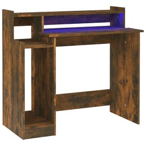 vidaXL Ty&ouml;p&ouml;yt&auml; LED-valoilla savutammi 97x45x90 cm tekninen puu