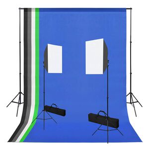 vidaXL Valokuvastudiosarja softbox-valot ja taustakankaat