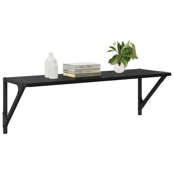 vidaXL Sein&auml;hyllyt 2 pcs Musta tammi. 80 x 25 x 25,5 cm Tekninen puu