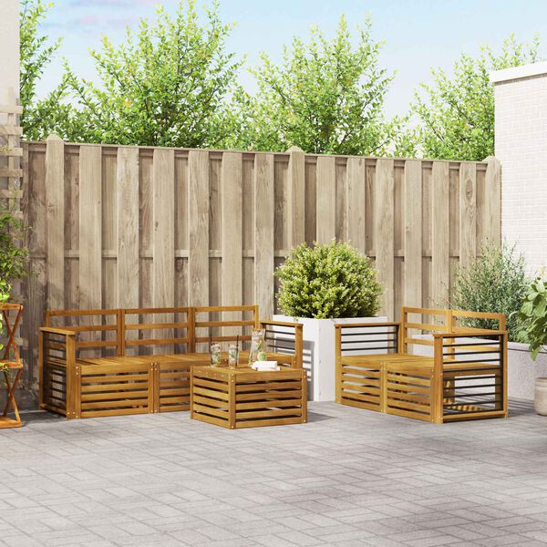 vidaXL Sohvasarjat 6 pcs Luonnollinen Tihe&auml; akasiapuu