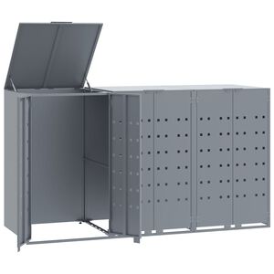 vidaXL Roskalaatikon s&auml;ilytystila kolmelle harmaa 207x79x117 cm ter&auml;s
