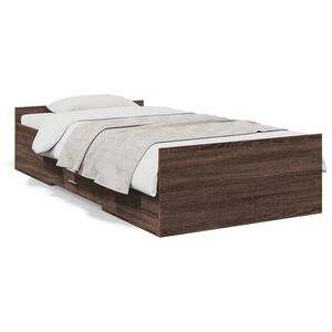 vidaXL S&auml;ngynrunko laatikoilla ruskea tammi 100x200 cm tekninen puu