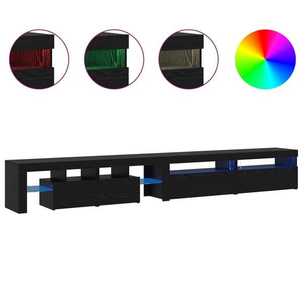 vidaXL TV-kaappi 3 pcs Musta tammi. 290 x 36,5 x 40 cm Tekninen puu