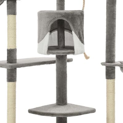 vidaXL Kissan kiipeilypuu sisal-pylväillä 203 cm harmaa ja valkoinen