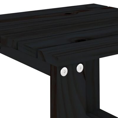 vidaXL Aurinkotuolit 2 kpl ja pikkupöytä musta täysi mänty